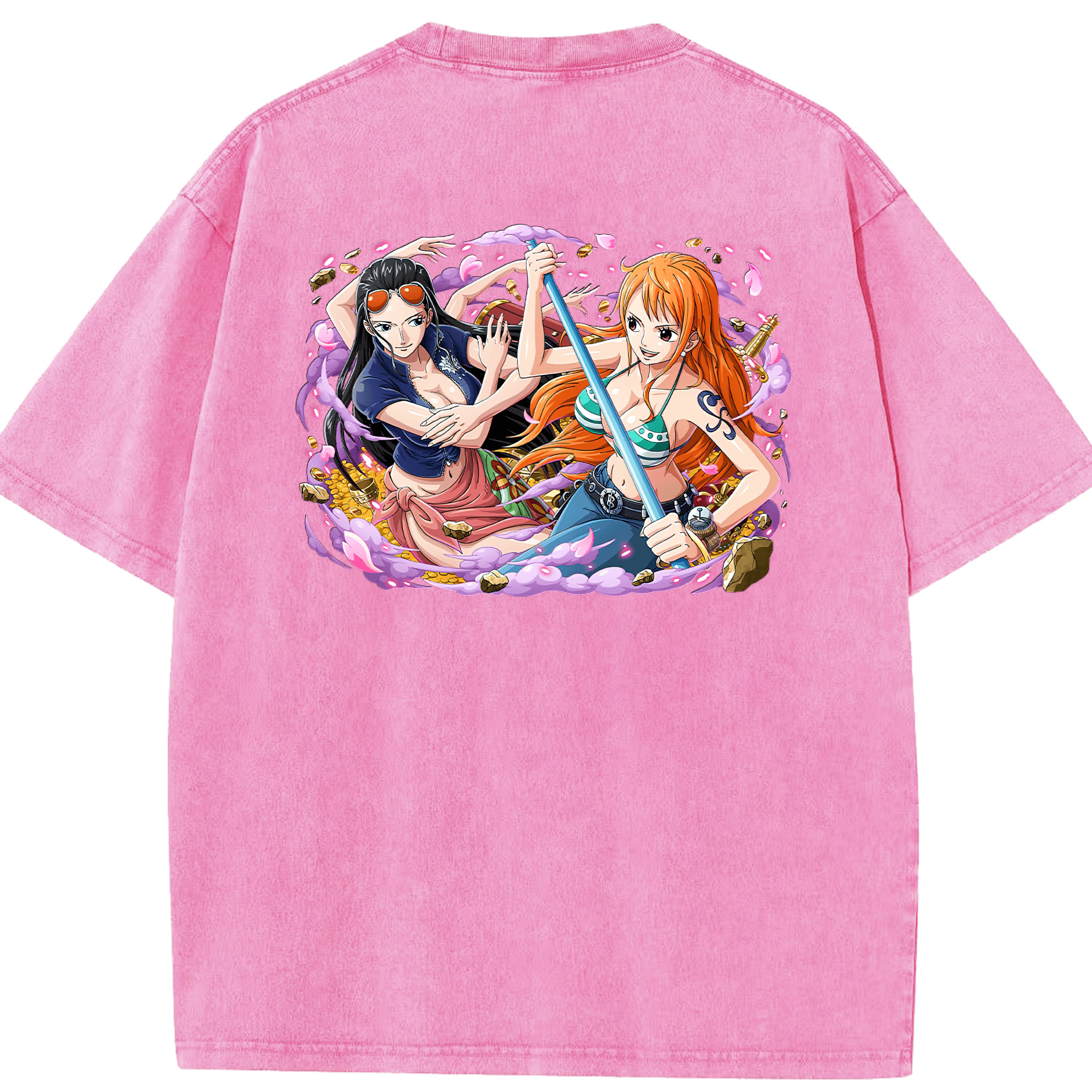 ワンピース ニコ・ロビン ONE PIECE Nico Robin 綿100% ヴィンテージ風 半袖Tシャツ（背面プリント）